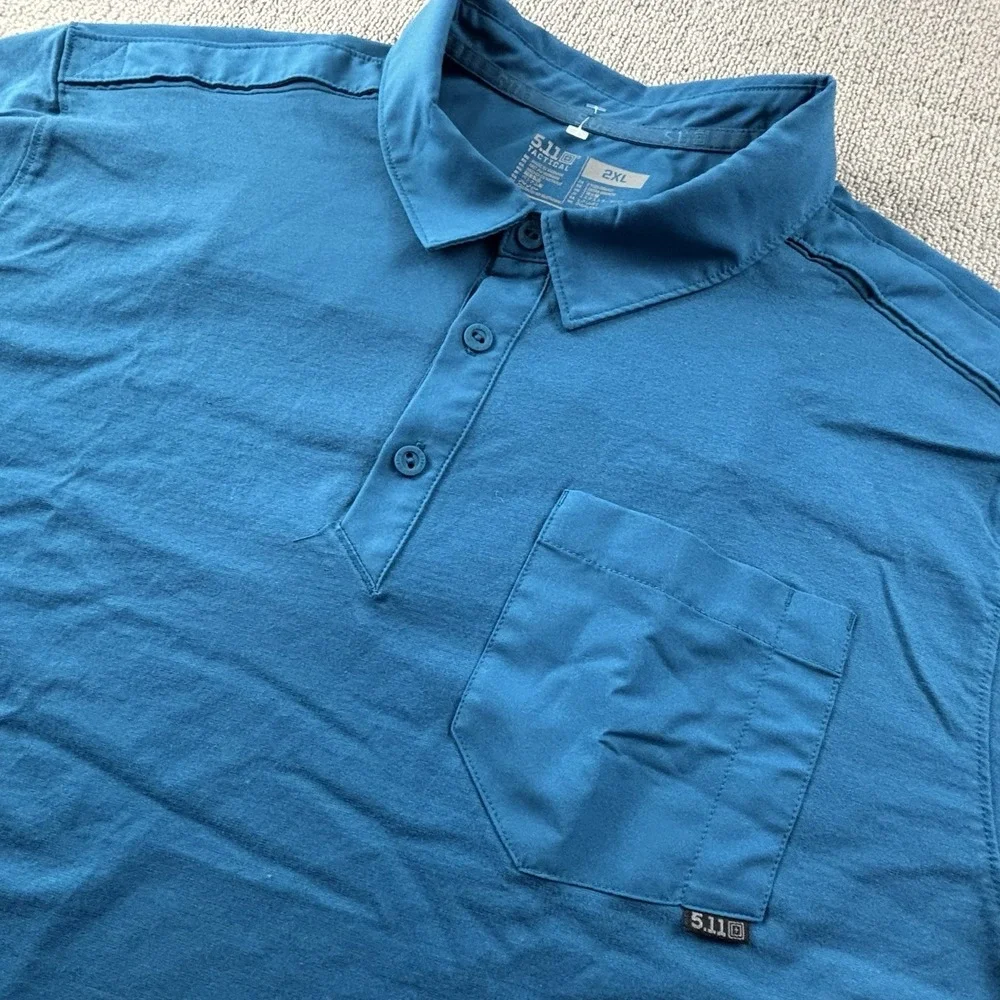 5.11 Tactical Polo Shirt Adult 2XL XXL Blue Short Sleeve Active Casual Men's